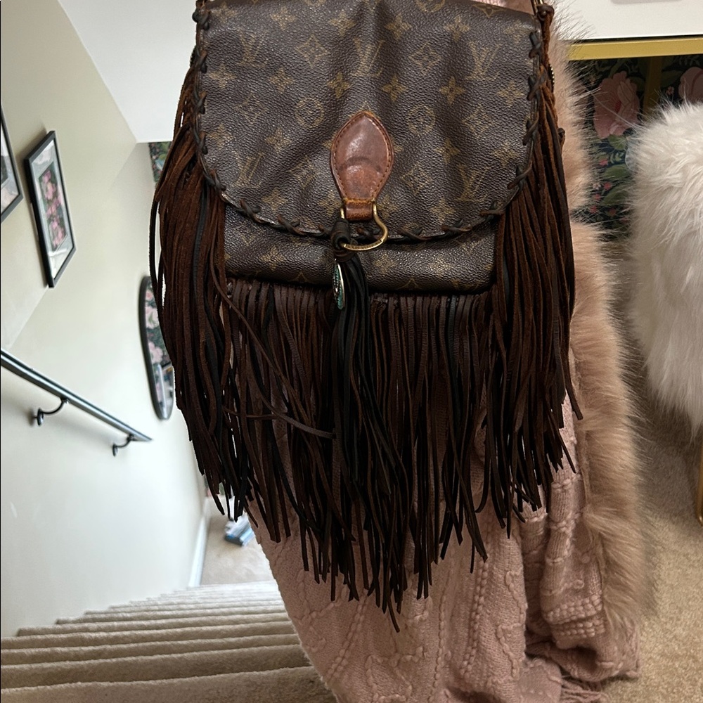 Louis Vuitton Brown Monogram Fringe Bag *Upcycled* with horse